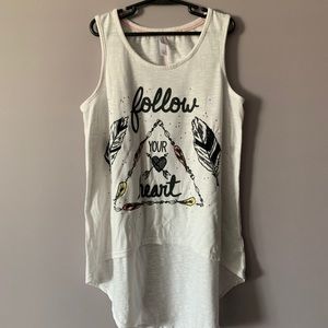 Girl’s White Graphic Tank Top: Follow Your Heart